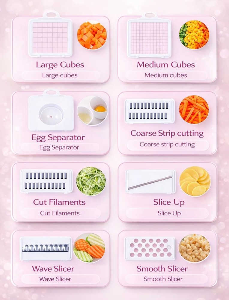 16-in-1 Vegetable Chopper & Mandoline Slicer with Container, Multifunctional ...