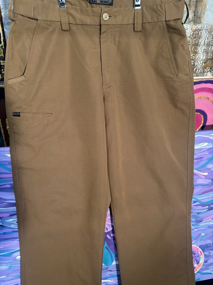 5.11 Tactical Pants Men Brown Solid Rip Stop Pattern Regular Size 36x34 US36/34