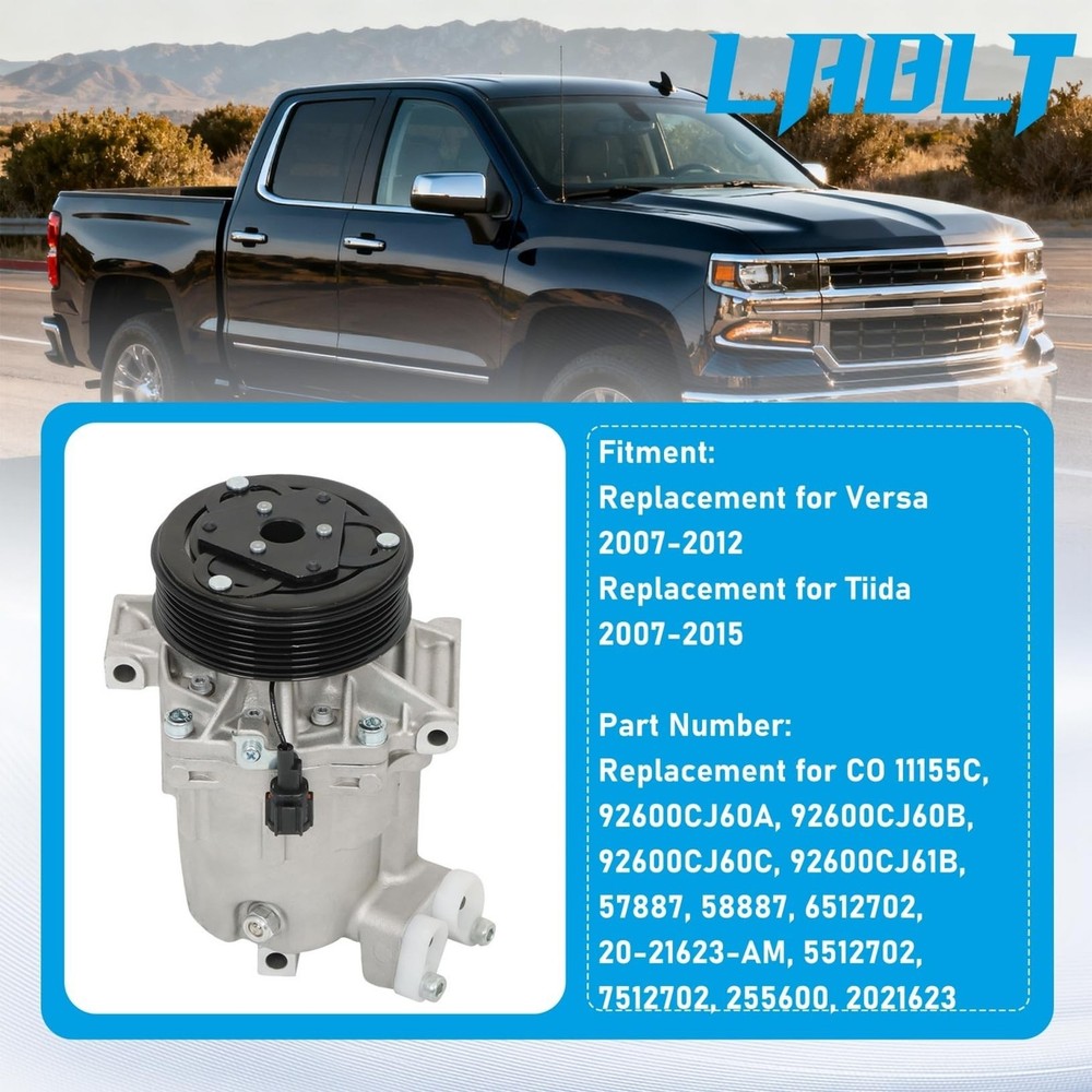 A/C Compressor Replacement for Versa 2007-2012 Replacement for Tiida 2007-201...