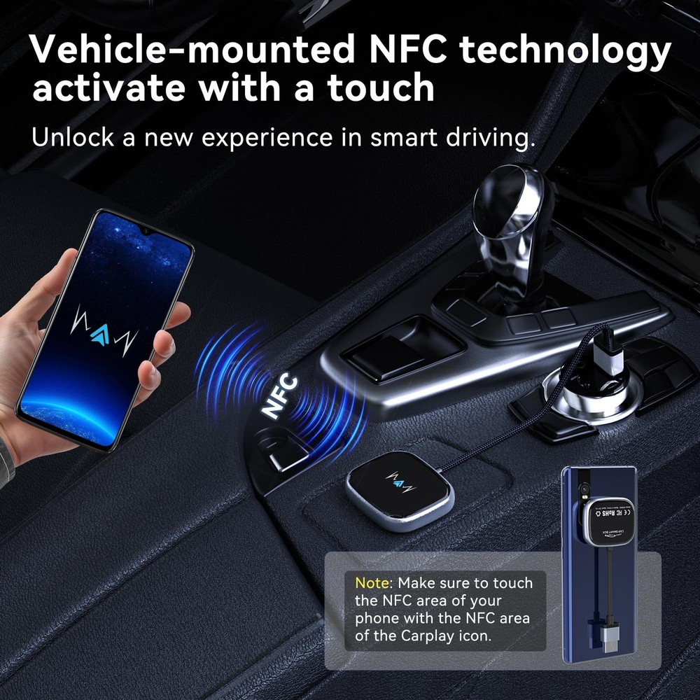 vnilrgle Wireless Android Auto Adapter, Auto-Reconnect & Low-Latency silvery