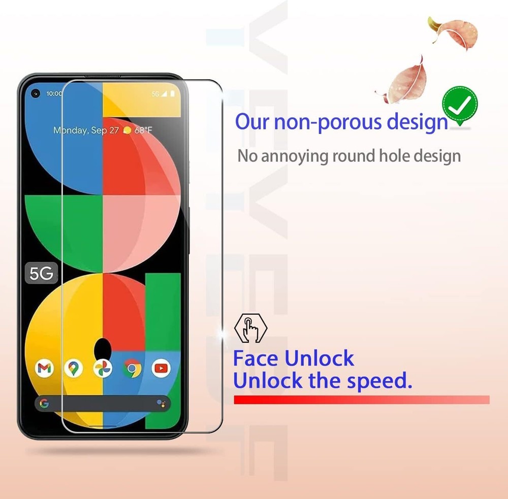 2Pack Premium Tempered Glass Screen Protector For Google Pixel 5 / 5a