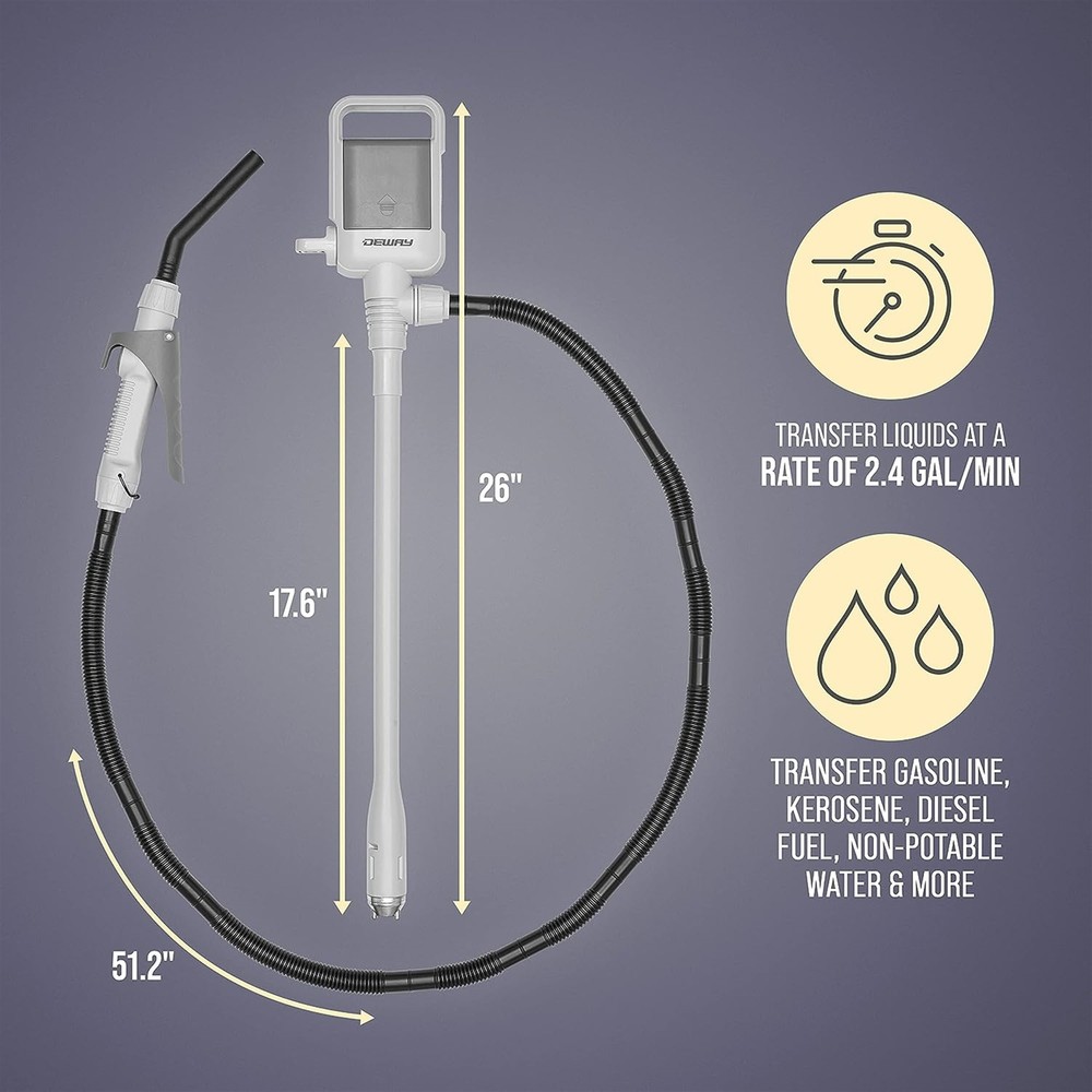 Deway Automatic Battery-Powered Transfer Pump with User-Controlled Nozzle