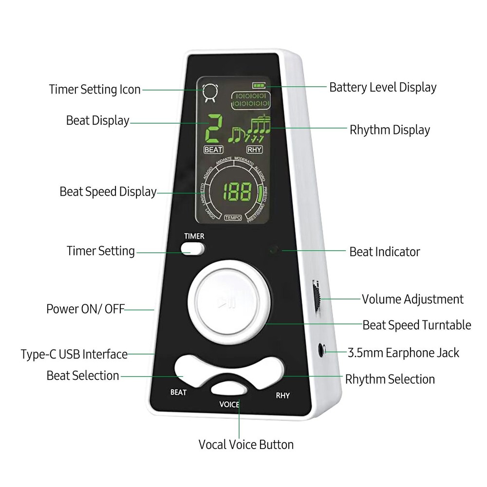 Electronic Digital Metronome With Timer Universal Electronic Metronome WZFX