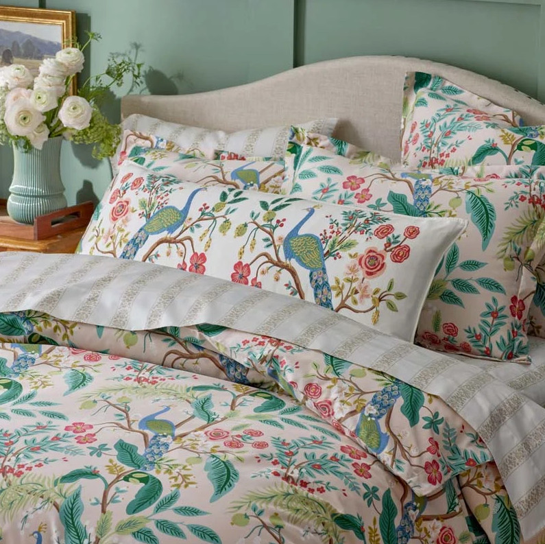 Rifle Paper Co Peacock Classic Smooth Sateen Duvet Cover