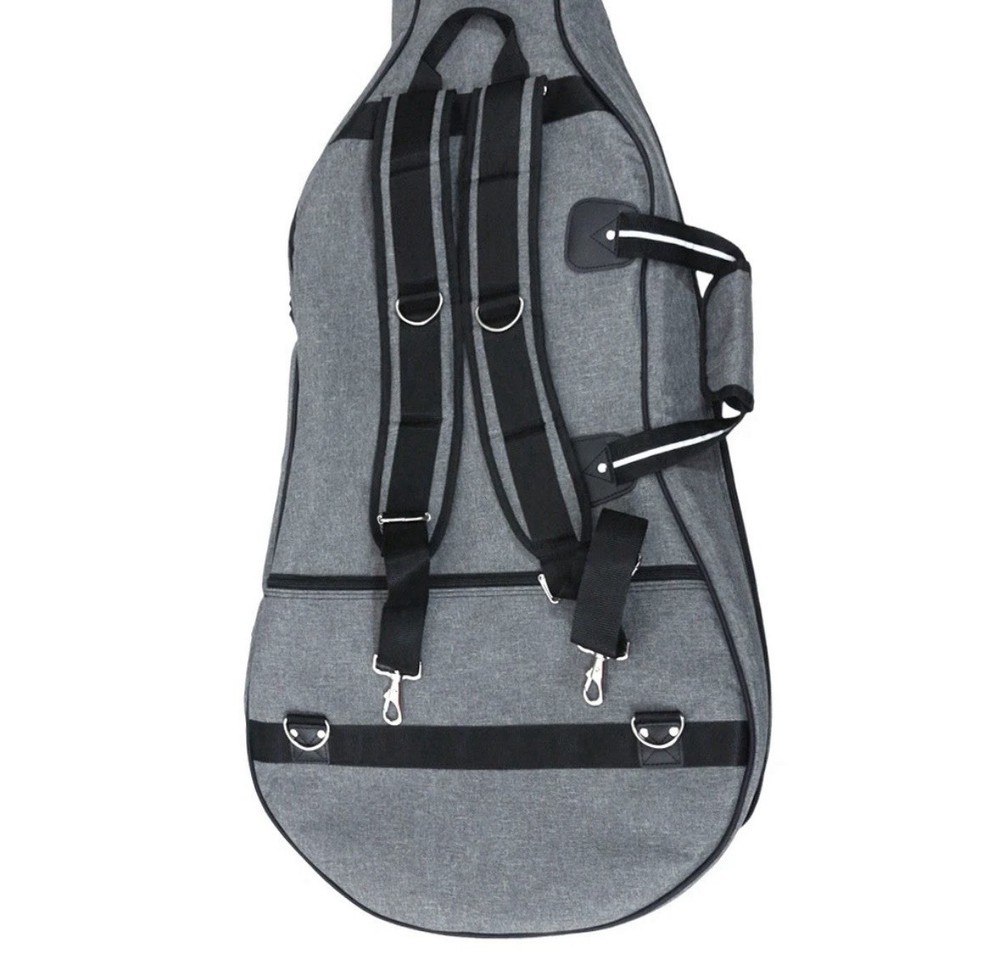 4/4 Cello Gig Bag Case with Multiple Pockets, Handle, straps, light Gray