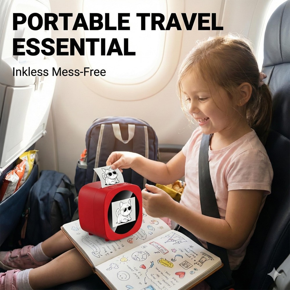 AI Mini Printer Portable, Inkless Sticker Printer with AI Voice Generation & ...