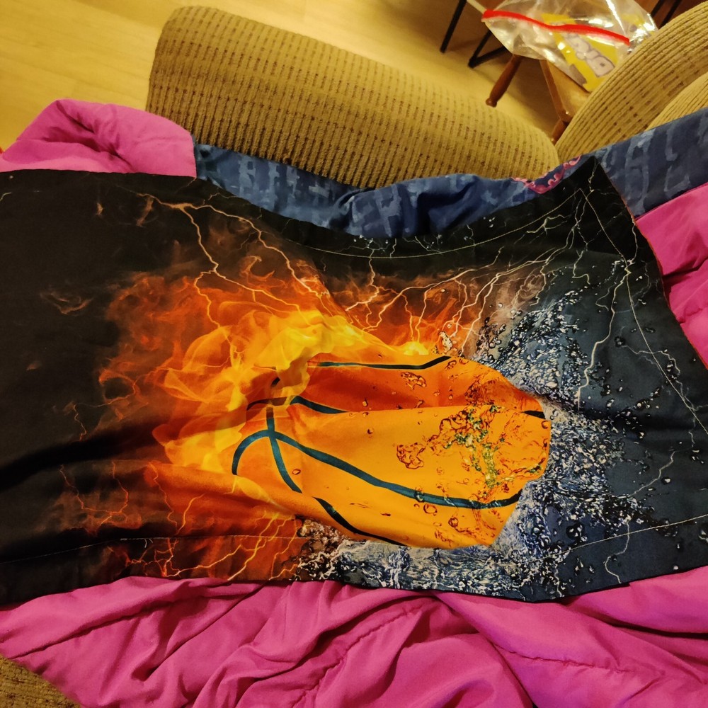 Flaming Basketball Pillow Case