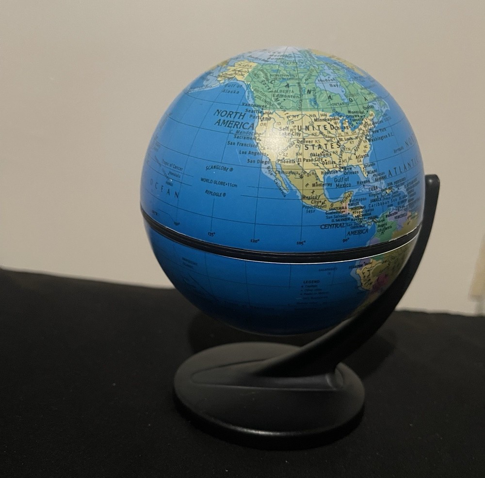 Replogle Globes 11cm Blue Tabletop World Globe Plastic Rotating with Black Base