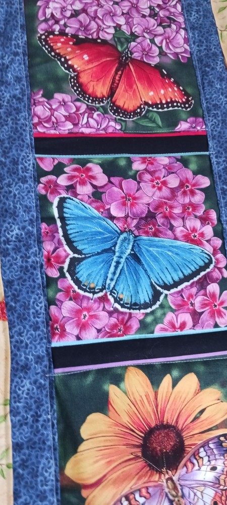 Handmade butterfly bird Multicolor Cotton table runner
