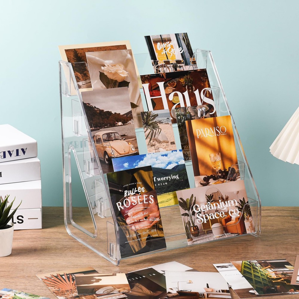 CELSOL 2 Pack Upgraded 5 Tier Acrylic Card Display Stand, Clear 2 Pack,