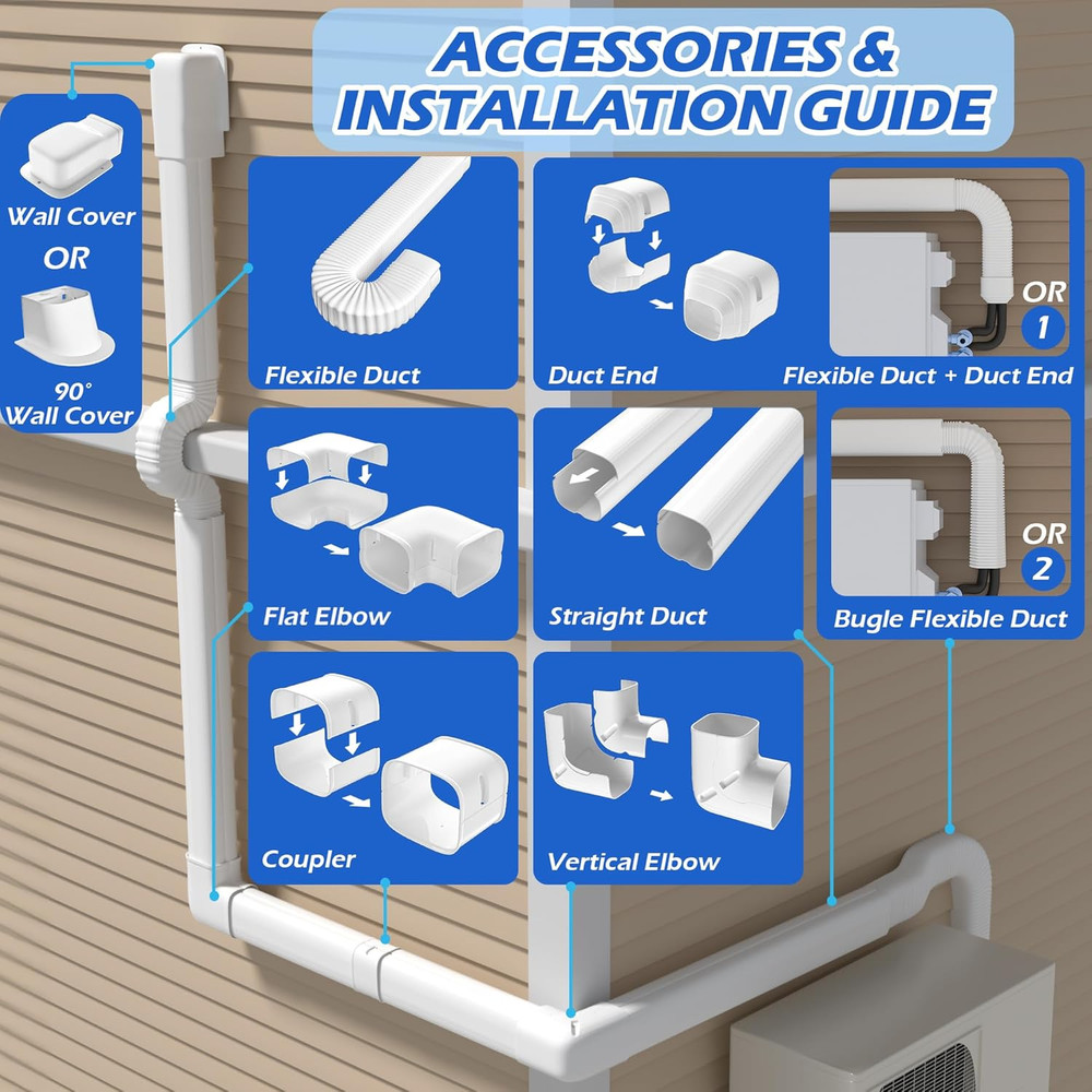 Mini-Split Line Set Cover: 3'' 17 Ft Line Hide for Mini Split Air Conditioner Ce