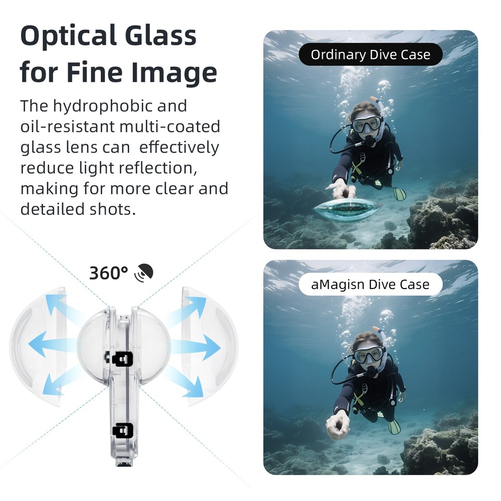 Quick Release Mount Invisible Diving Shell For Insta360 X5 60M Waterproof Case