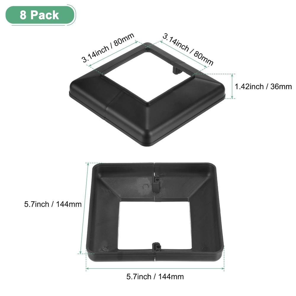 8-Pack Post Base Cover, Internal 3.14"x 3.14" Post Skirt Split Type for Railing