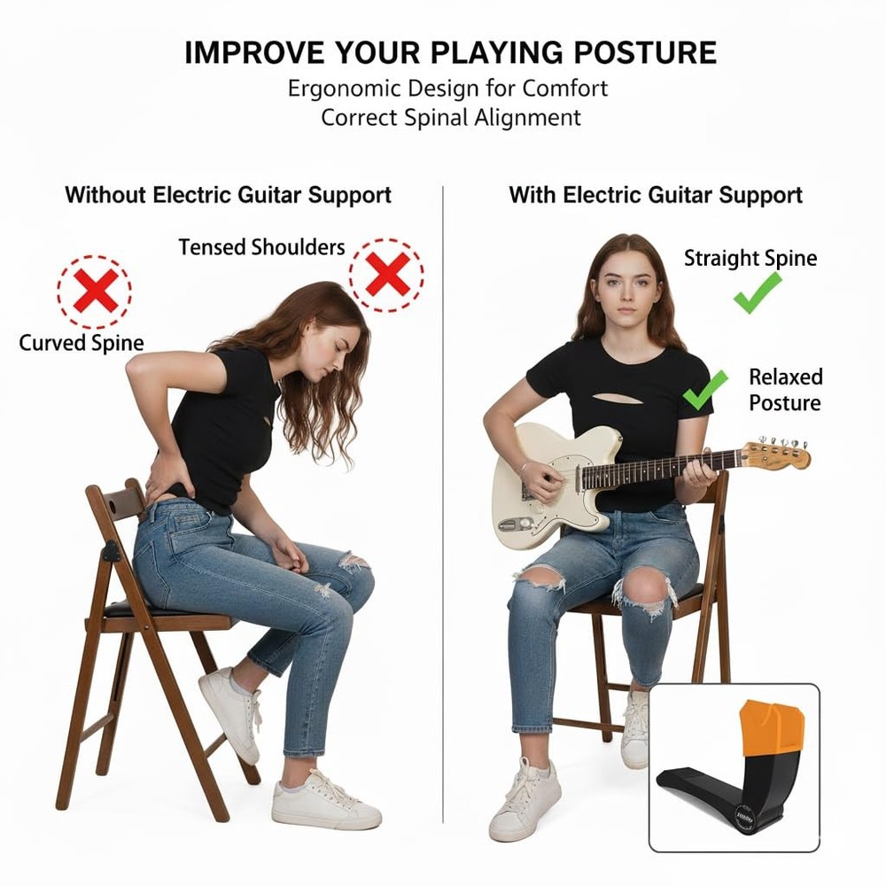 Adjustable Electric Guitar Holder for Comfortable Seated Playing Support