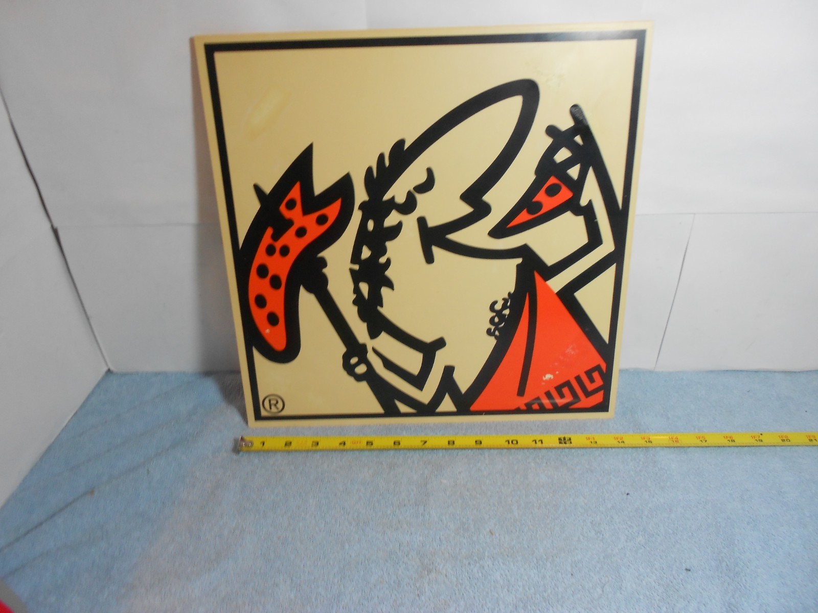 VINTAGE ORIGINAL LITTLE CAESARS PIZZA 14 x 14 in PLASTIC ADVERTISING SIGN - X132
