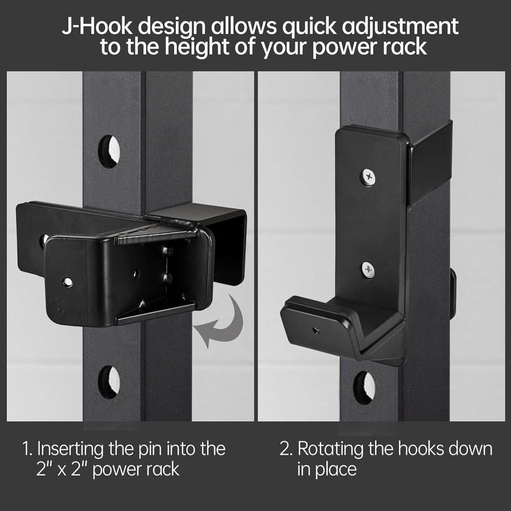 Double Bracket J-Hooks for 2" x 2" Power Rack – Ultimate Stability & Safety-