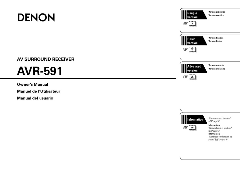 Denon AVR-591 Receiver Amplifier Owners Manual