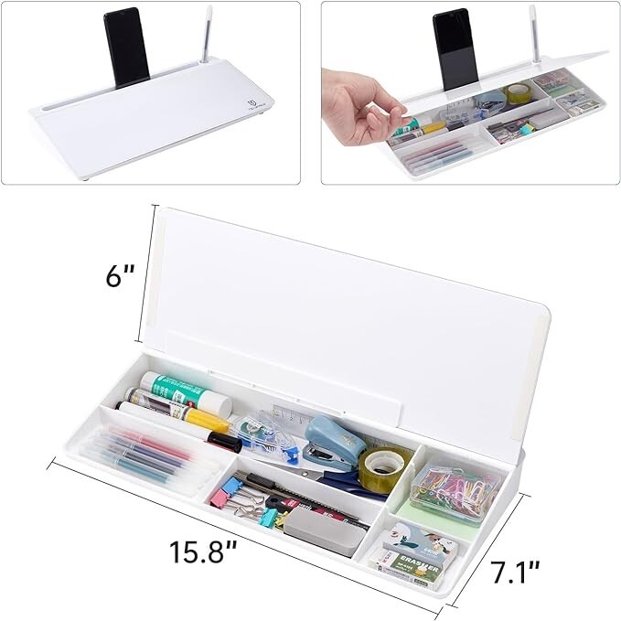 TSJ Office Small Glass Desktop Whiteboard White
