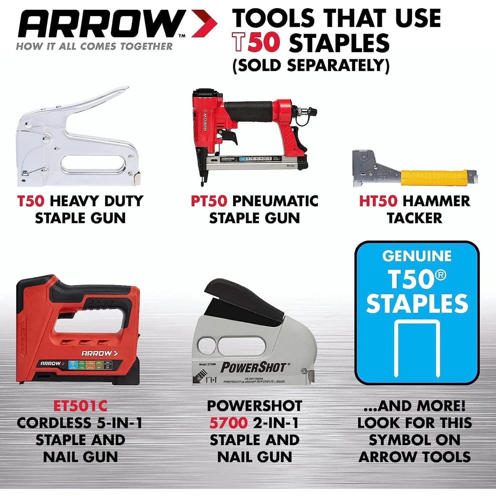 Arrow T50 Staples 3/8 Inch 1250 Pack Heavy Duty Galvanized Steel Free Shipping