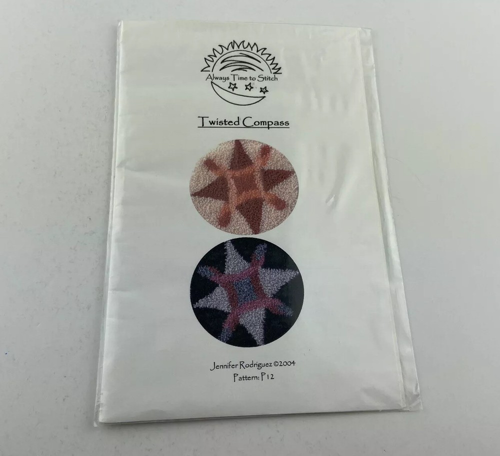 Always Time To Stitch Twisted Compass Punch Needle Pattern With Fabric