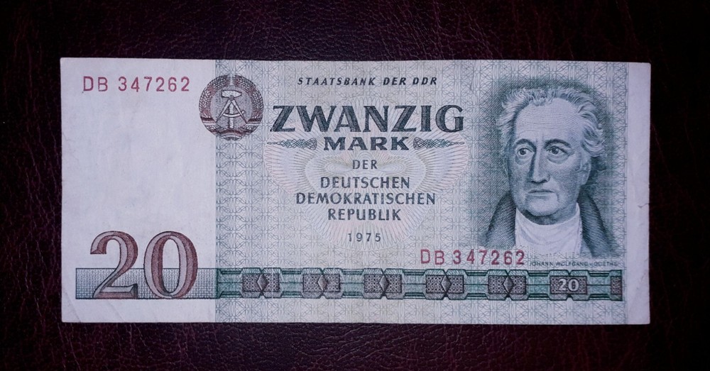 Germany "Democratic" 20 mark banknote, 1975year(normal condition)