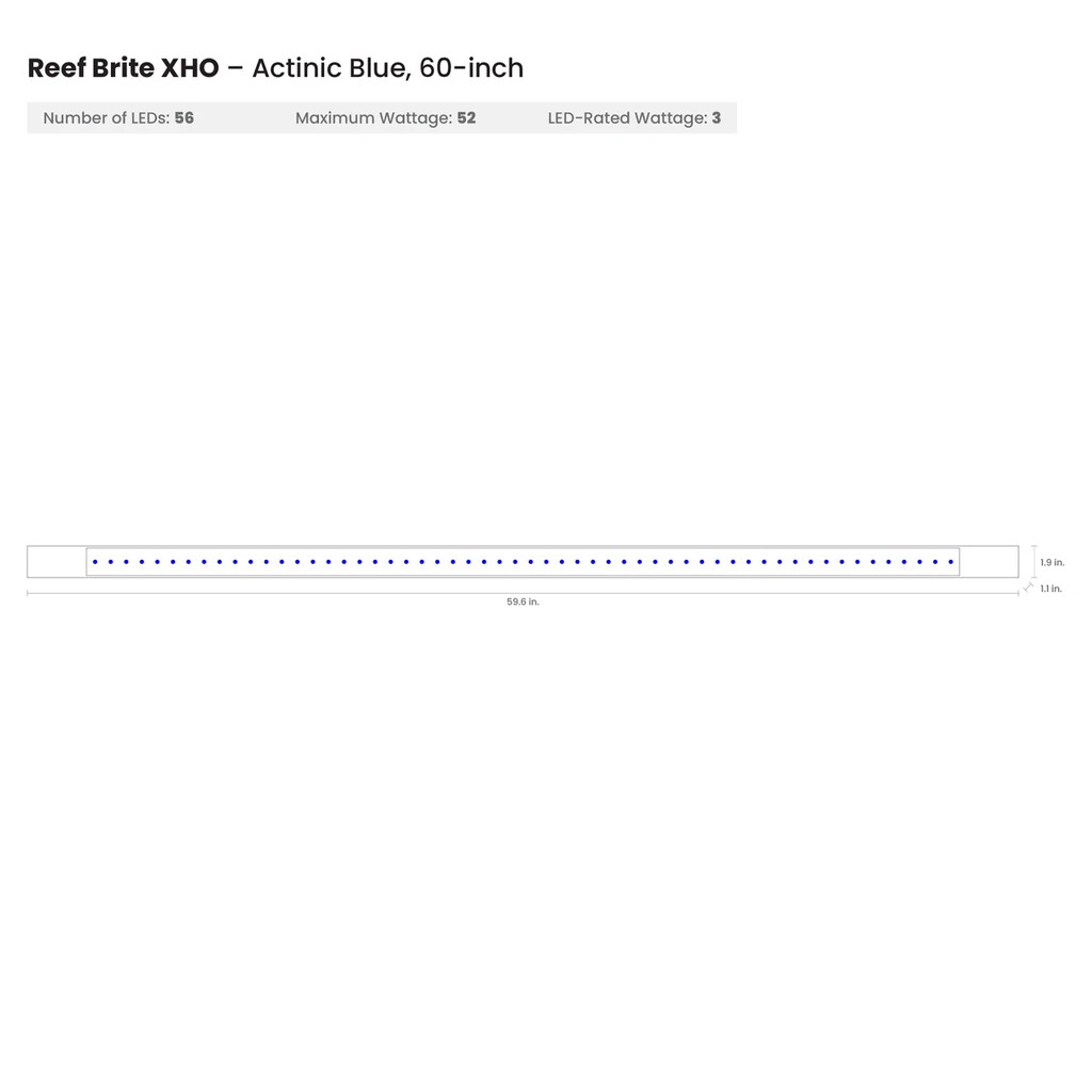 Reef Brite XHO 60" Blue LED Strip Light - Black - 52W Reef Aquarium Light