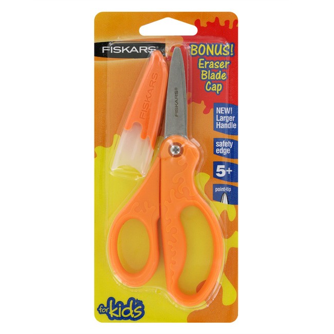 Fiskars Safety Edge Scissors, 5 Inch, Point Tip, Assorted, 1-Count (09430)
