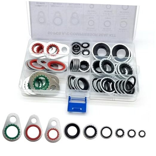 60 PCS Car Air Conditioning Compressor Gasket Assortment Set, Multi