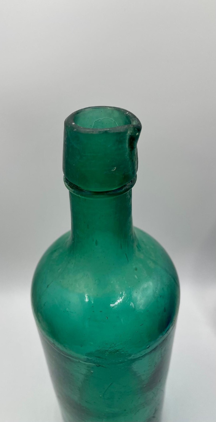 Teal Green Master Ink Bottle 1870 Applied Lip Hand Blown Privy Dug Writing