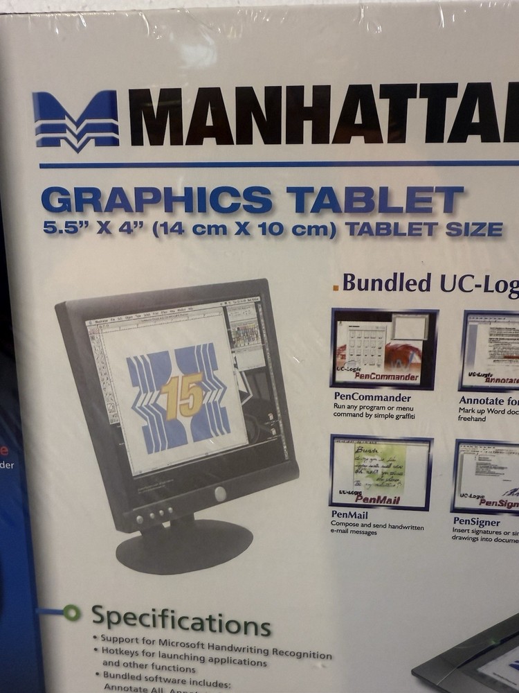 Manhattan Digital Graphics Tablet With Wireless Pen & 2-Button Scroll Mouse New