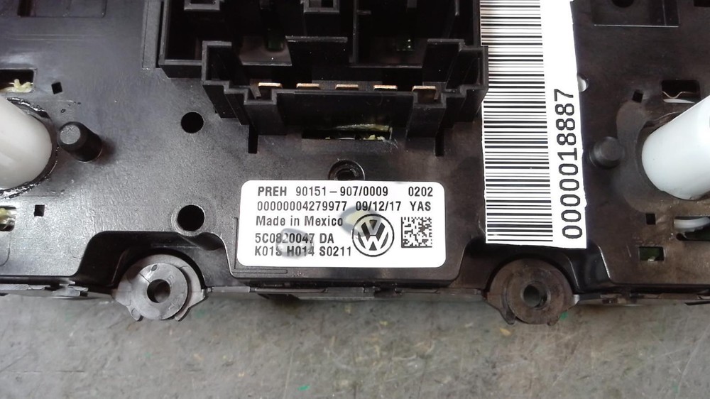 VOLKSWAGEN JETTA Heat/AC Controller manual temperature control (single zone), h