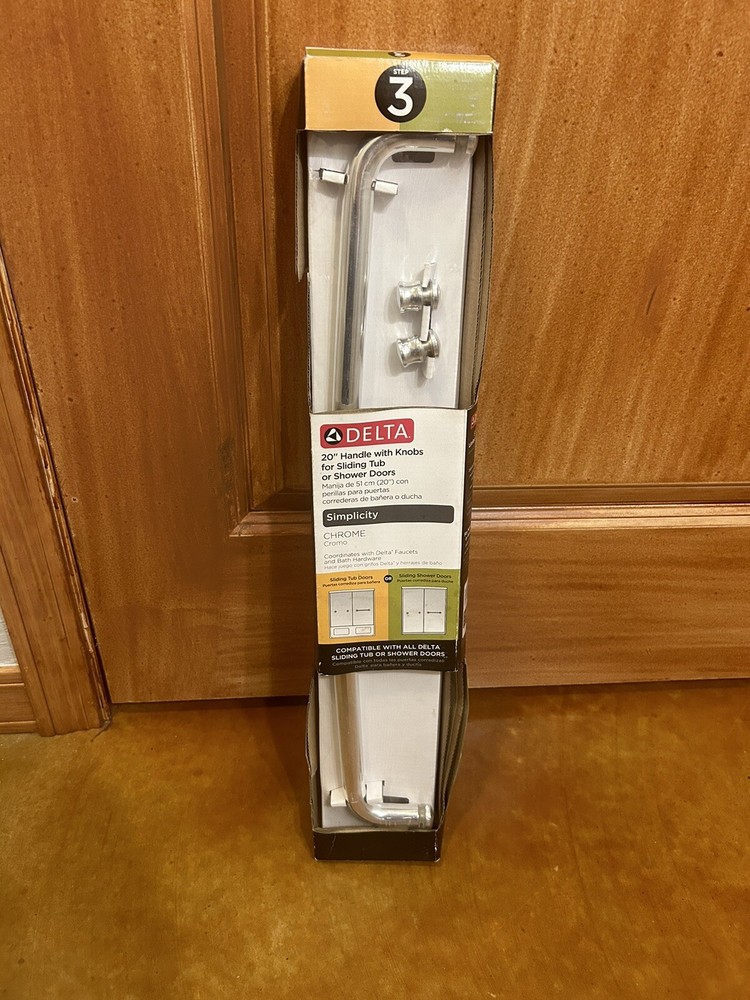 20” Delta Simplicity Handle with Knobs for Sliding Shower or Bathtub Door Chrome