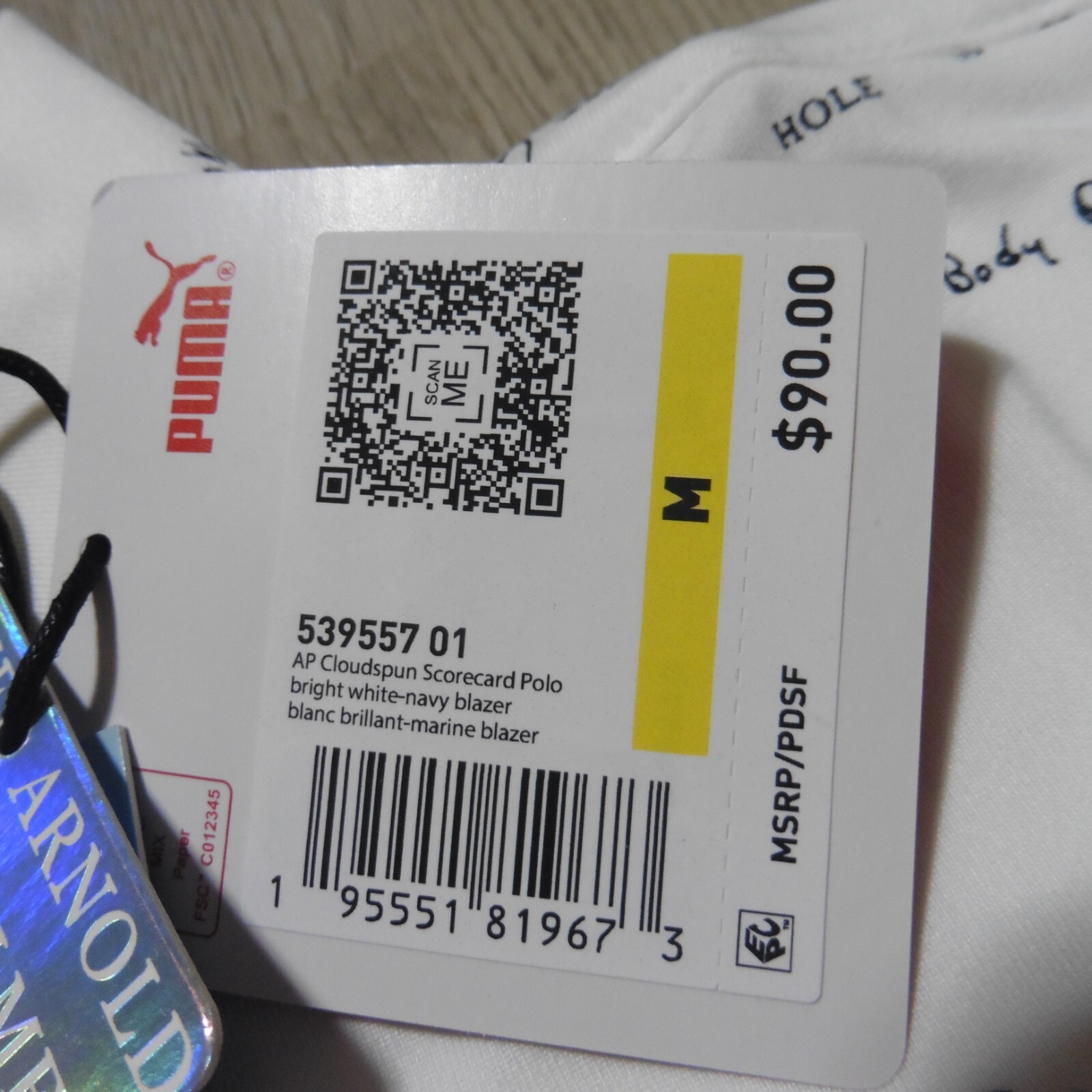 PUMA Arnold Palmer AP Scorecard Men's Golf Polo Shirt M White