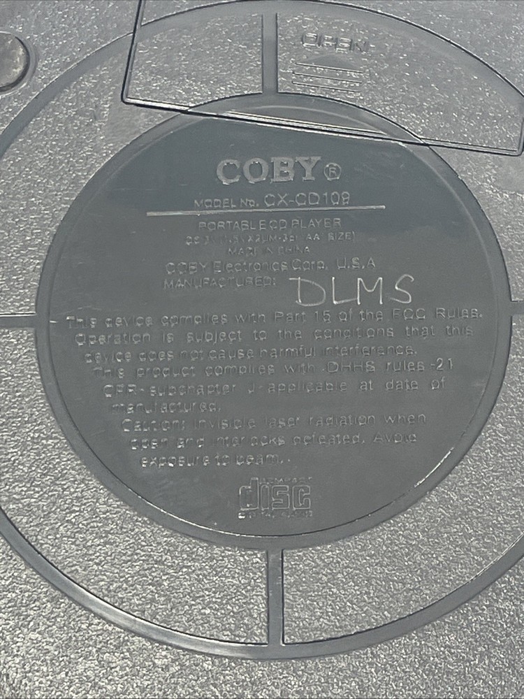 Coby Portable Compact CD-109 -BLK Player Tested Working