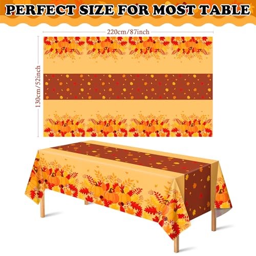 OHOME Fall Decorations for Home - Plastic Fall Tablecloth for Orange
