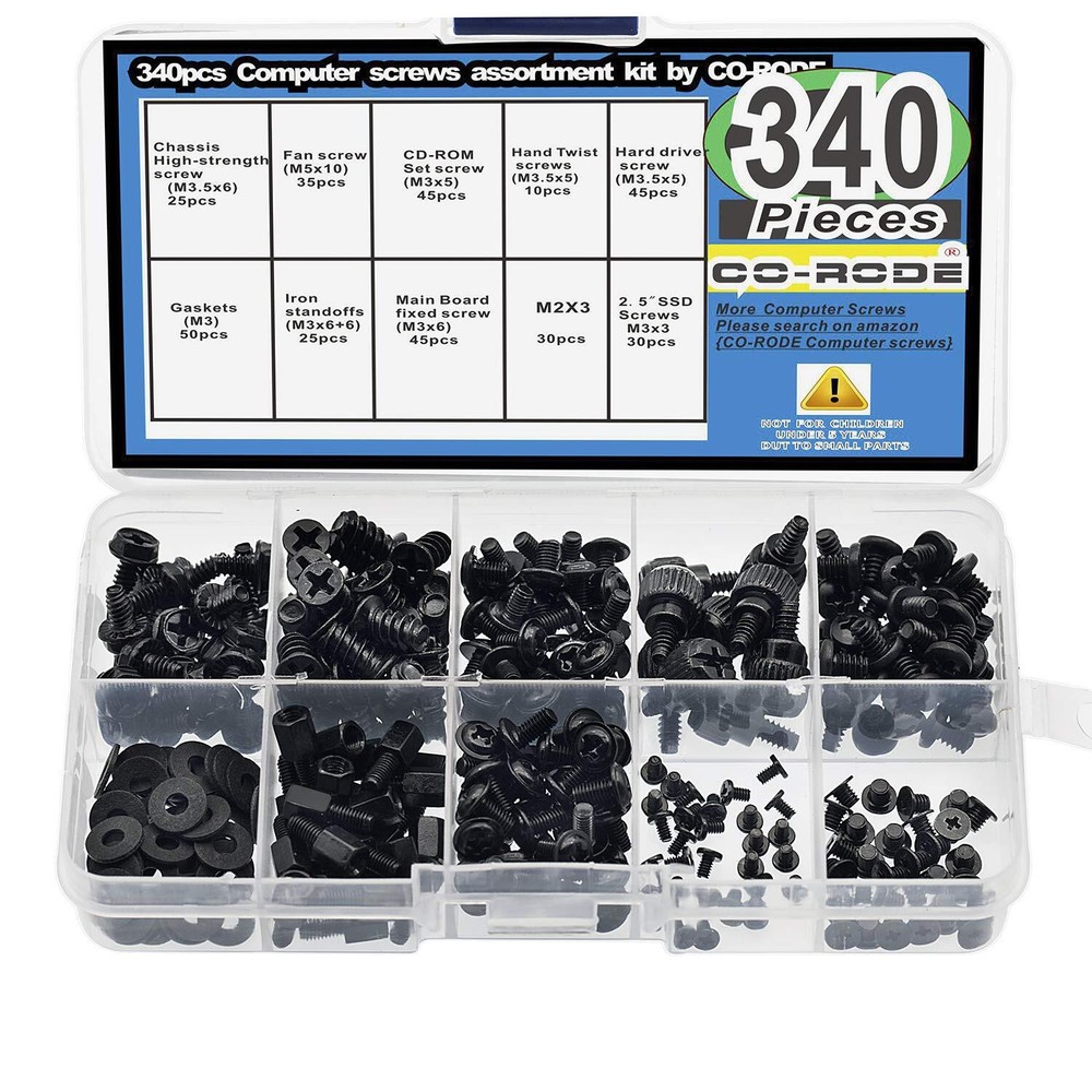 340 Piezas Kit Surtido De Tornillos Para Computadora Con Elevadores De Separa...