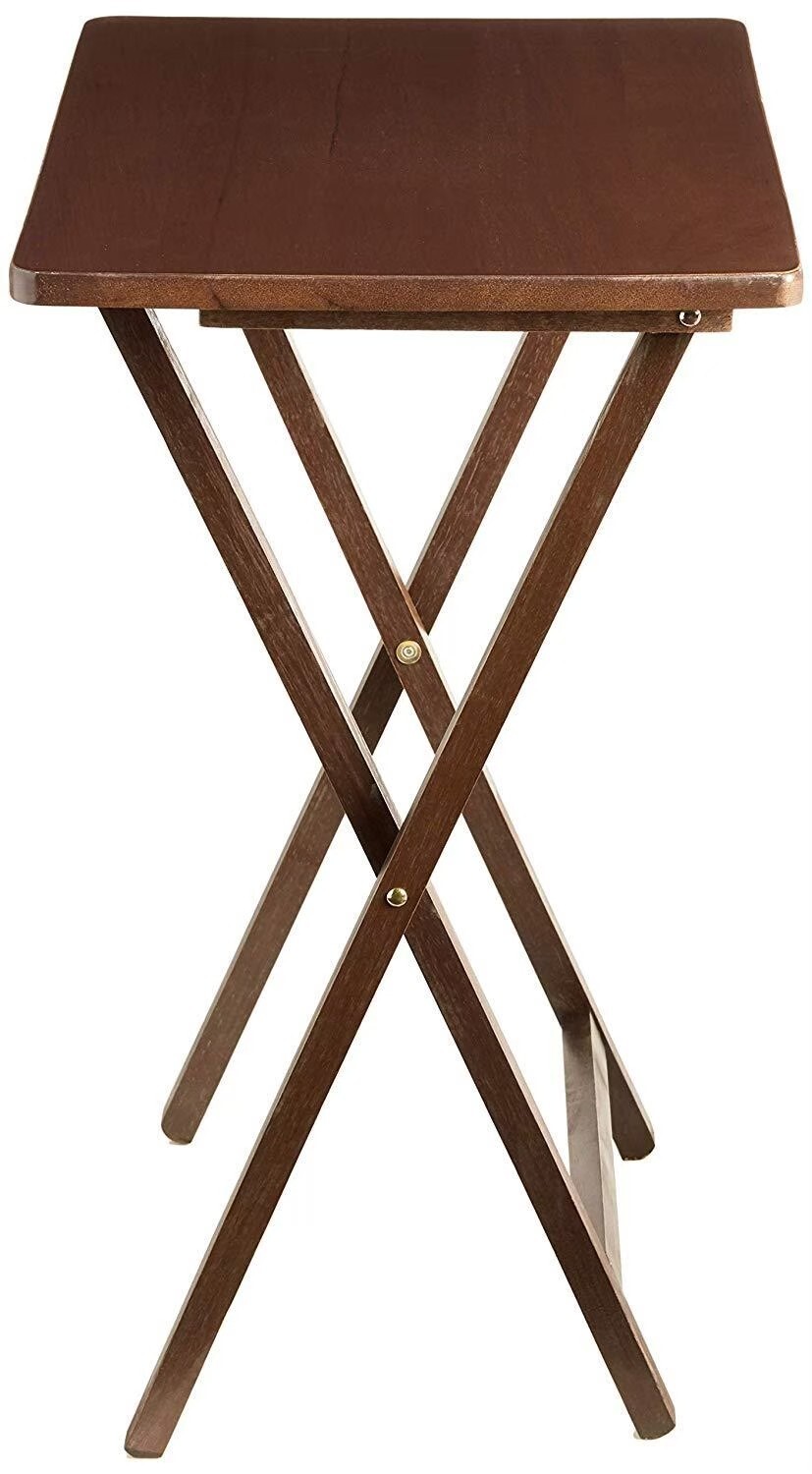 Walnut 2-Piece Folding TV Tray Table Set, 19 x 15 x 26 Inch