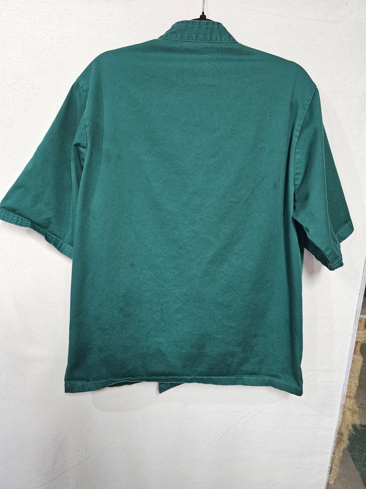 Chef Code Short Sleeve Classic Chef Coat with Buttons, Chef Jacket Green Medium