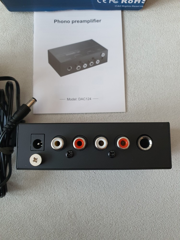 LiNKFOR Phono Preamplifier PP400 + Power Adapter RCA Input Output for Turntable