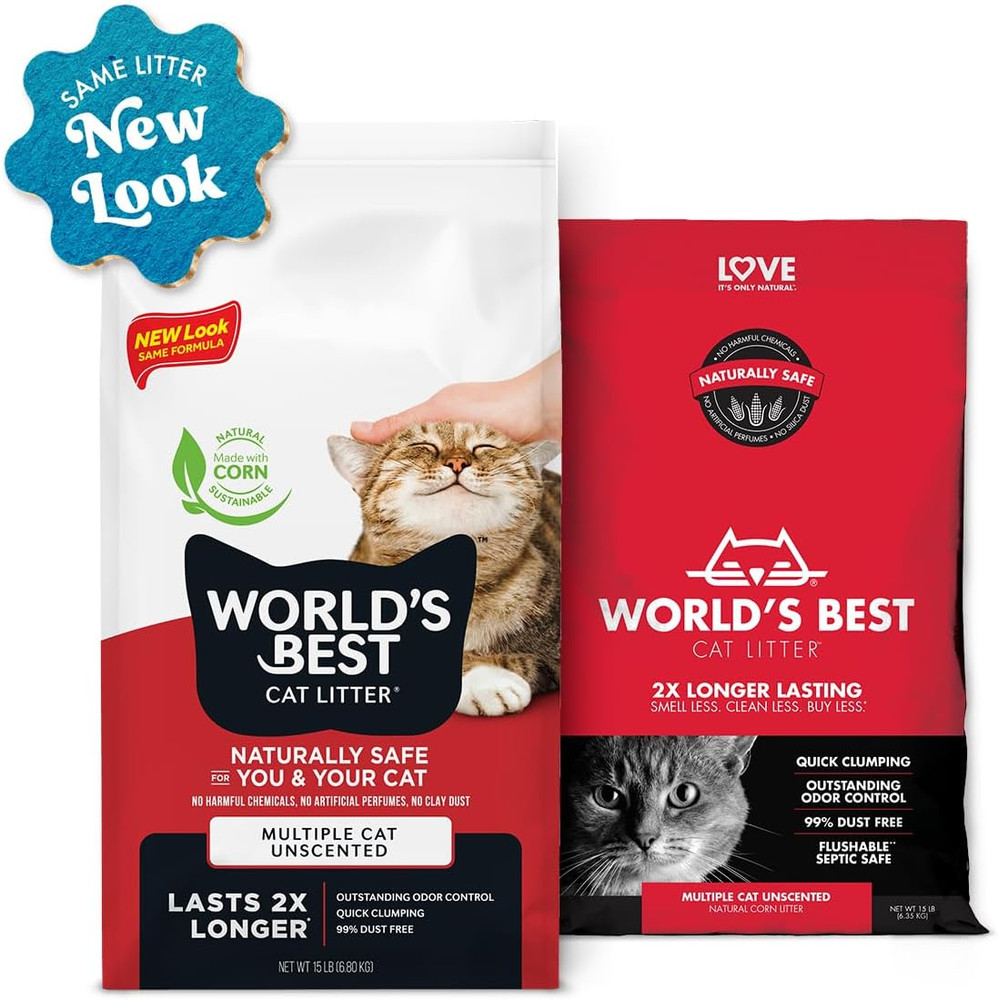 Multiple Cat Unscented, 32-Pounds - Natural Ingredients, Quick Clumping, Flushab
