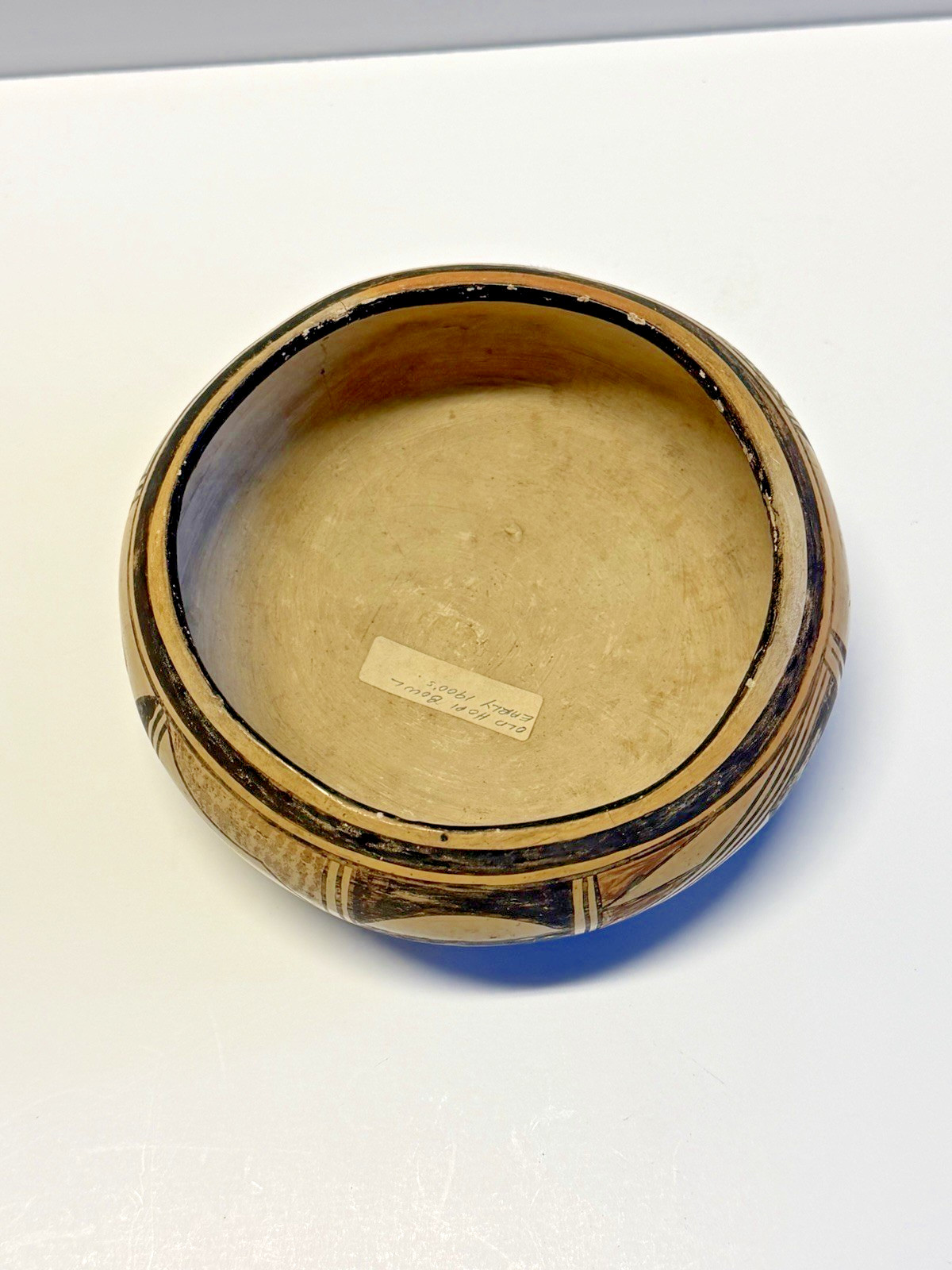 Antique Native American Indian Clay Pottery Old Hopi Bowl; Early 1900's