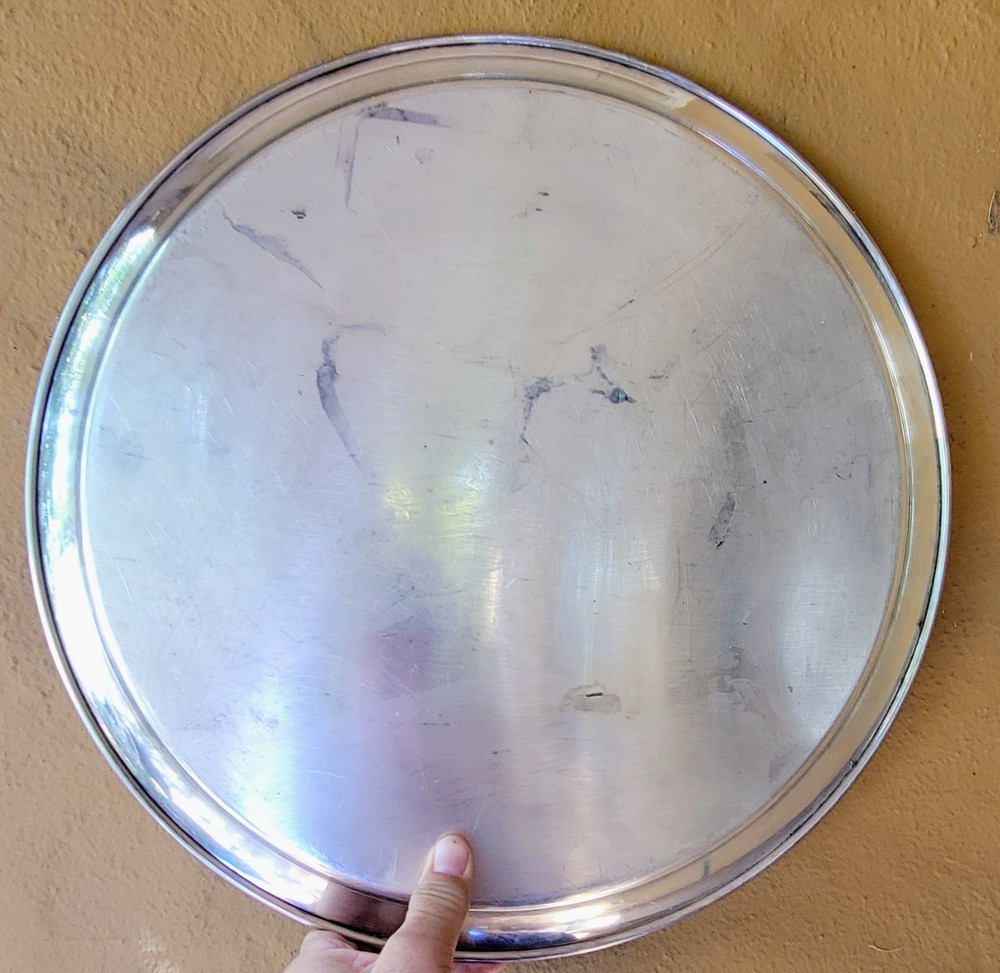 Large Round Serving Tray Silverplate 18" Diameter Silverplated