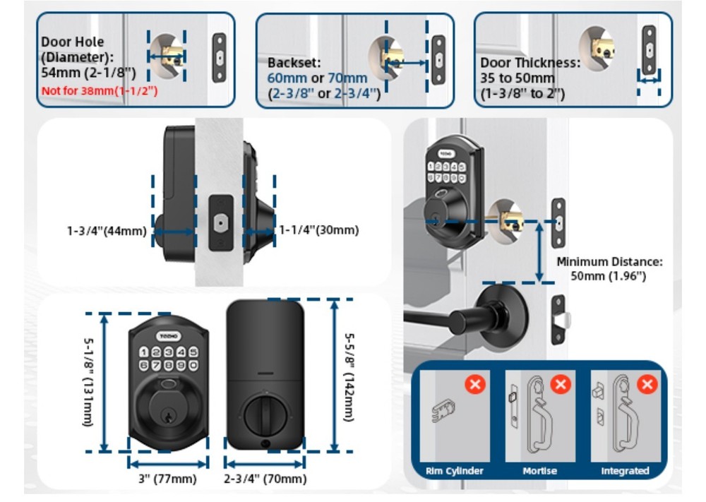 Smart Keyless Entry Electronic Keypad Deadbolt for Front Door,Auto Lock/Black