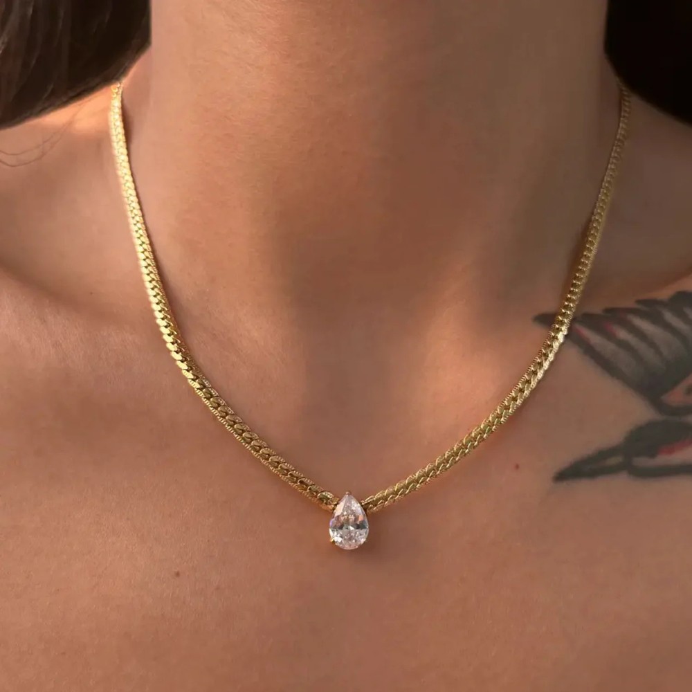 Gold Chain Water Drop Necklace