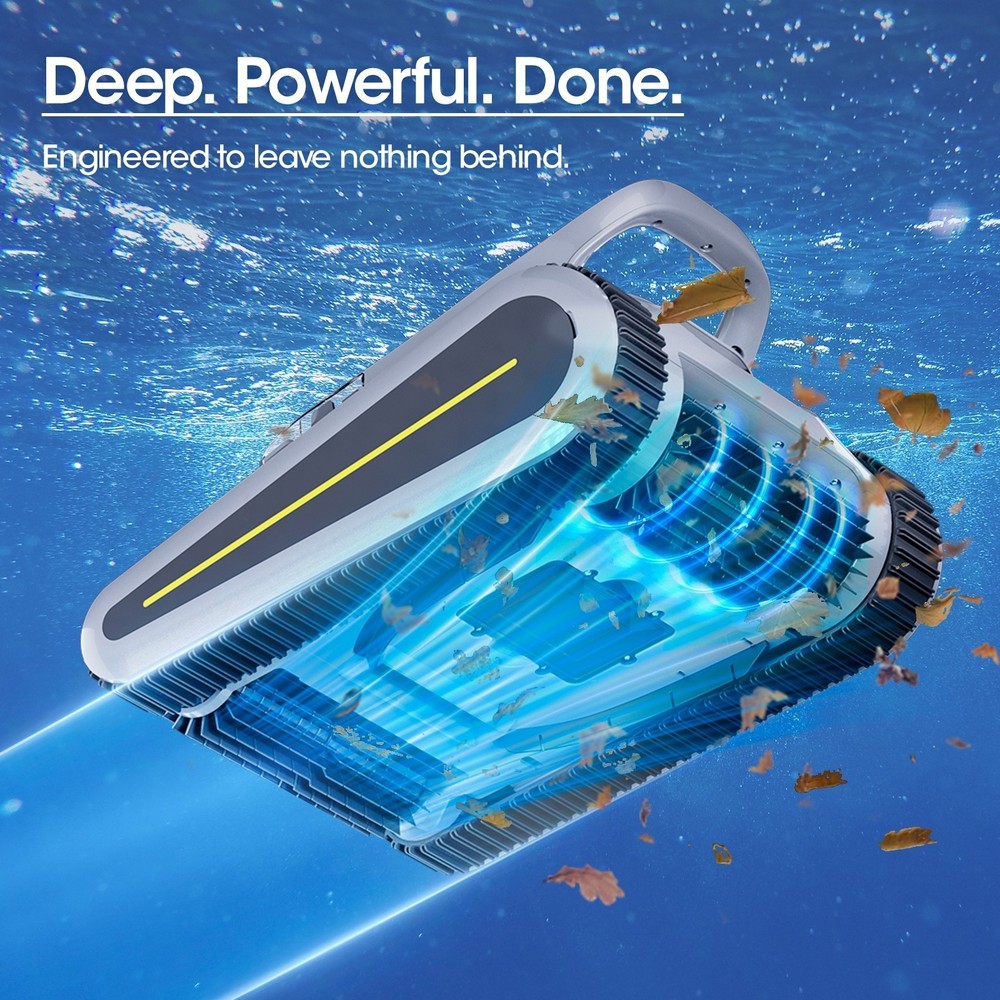 Seauto Cordless Robotic Pool Cleaner Sonar Navigation, 3 Modes Automatic ,Gray
