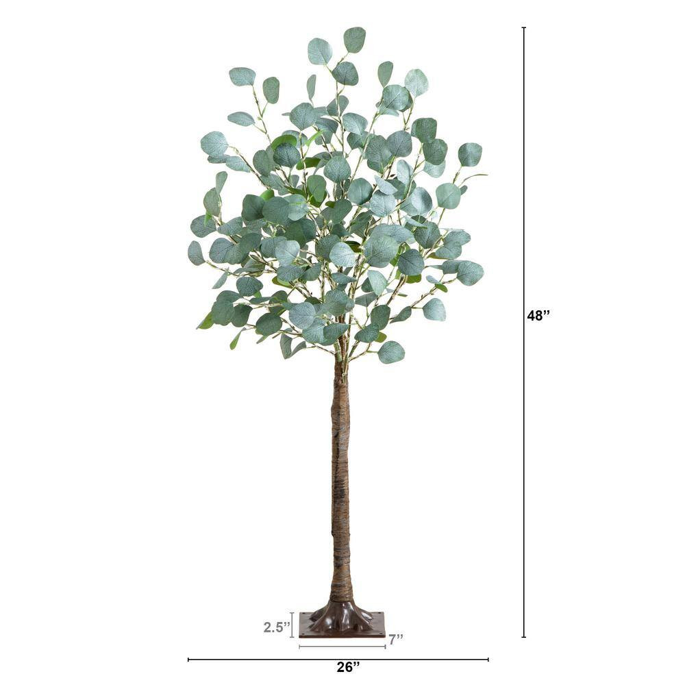 4 Ft. Lighted Artificial Eucalyptus Tree with 240 Warm White LED Lights