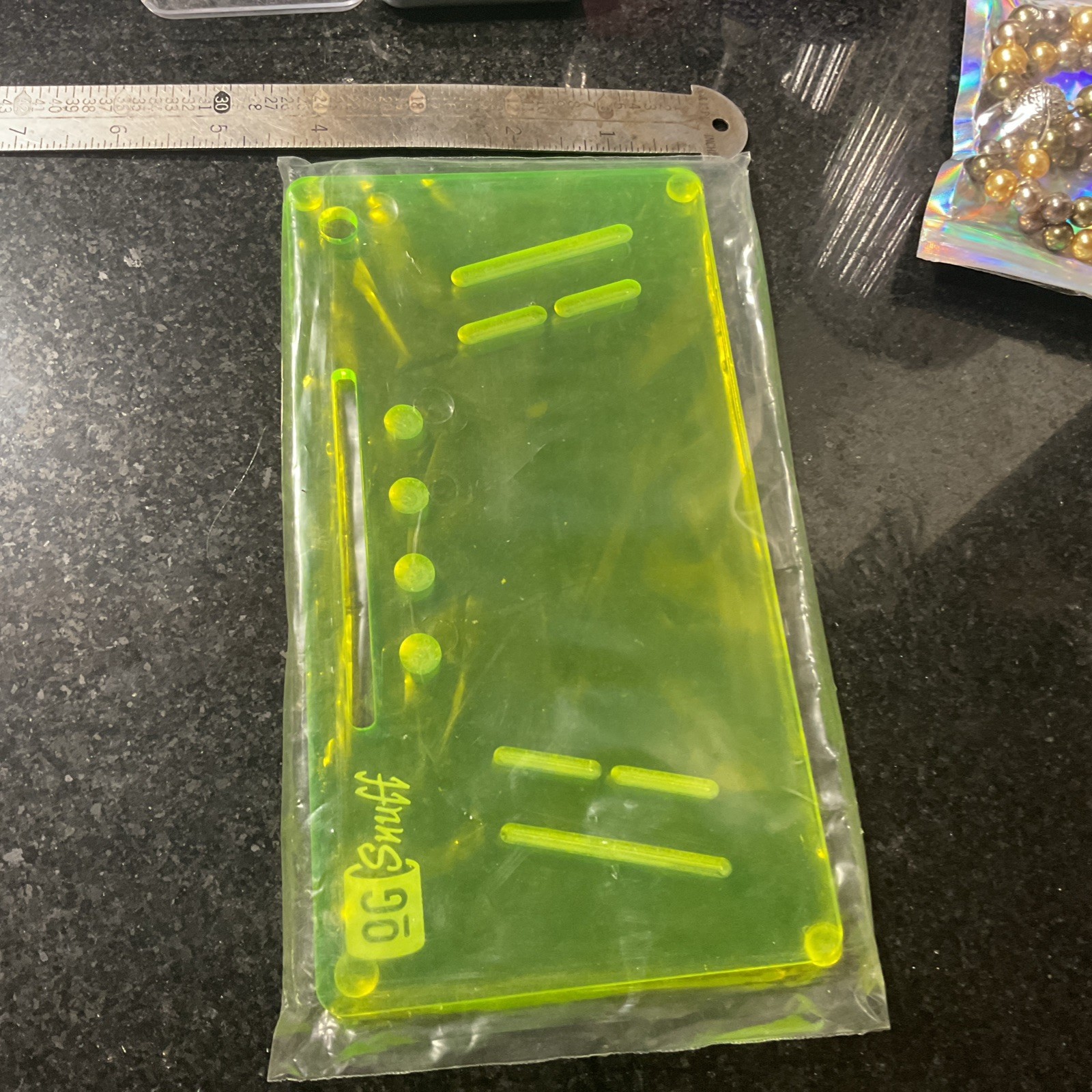 OG SNUFF Board V2 Acrylic Neon Green (UV) Translucent Snuff Tray Authentic 8x4”