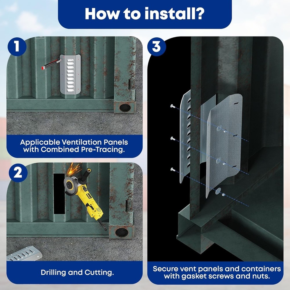 Shipping Container Vent, Cross Flow Ventilation for Excessive Heat, 2 Pack