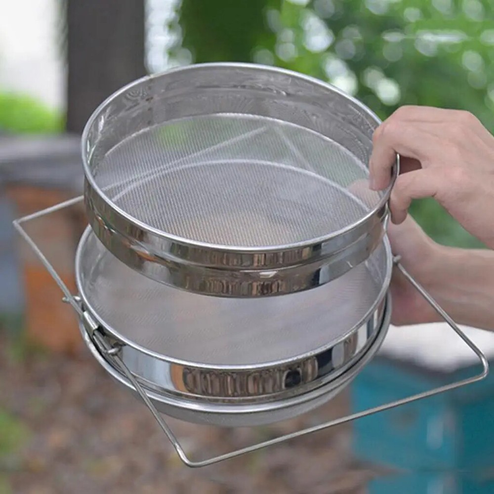 Stainless Steel Double Sieve Strainer Mesh Beekeeping Tool