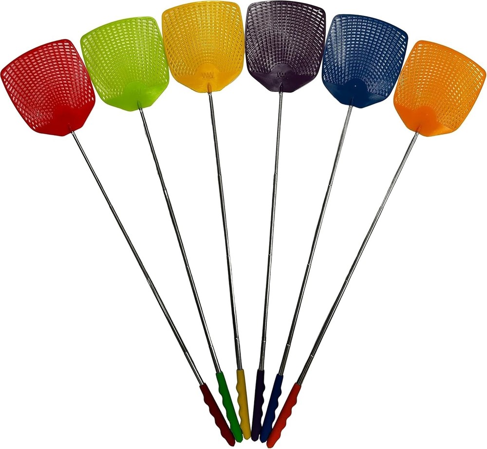 Lightweight Extra Long Fly Swatter Set - Durable Telescopic Pest Control 6 Pack